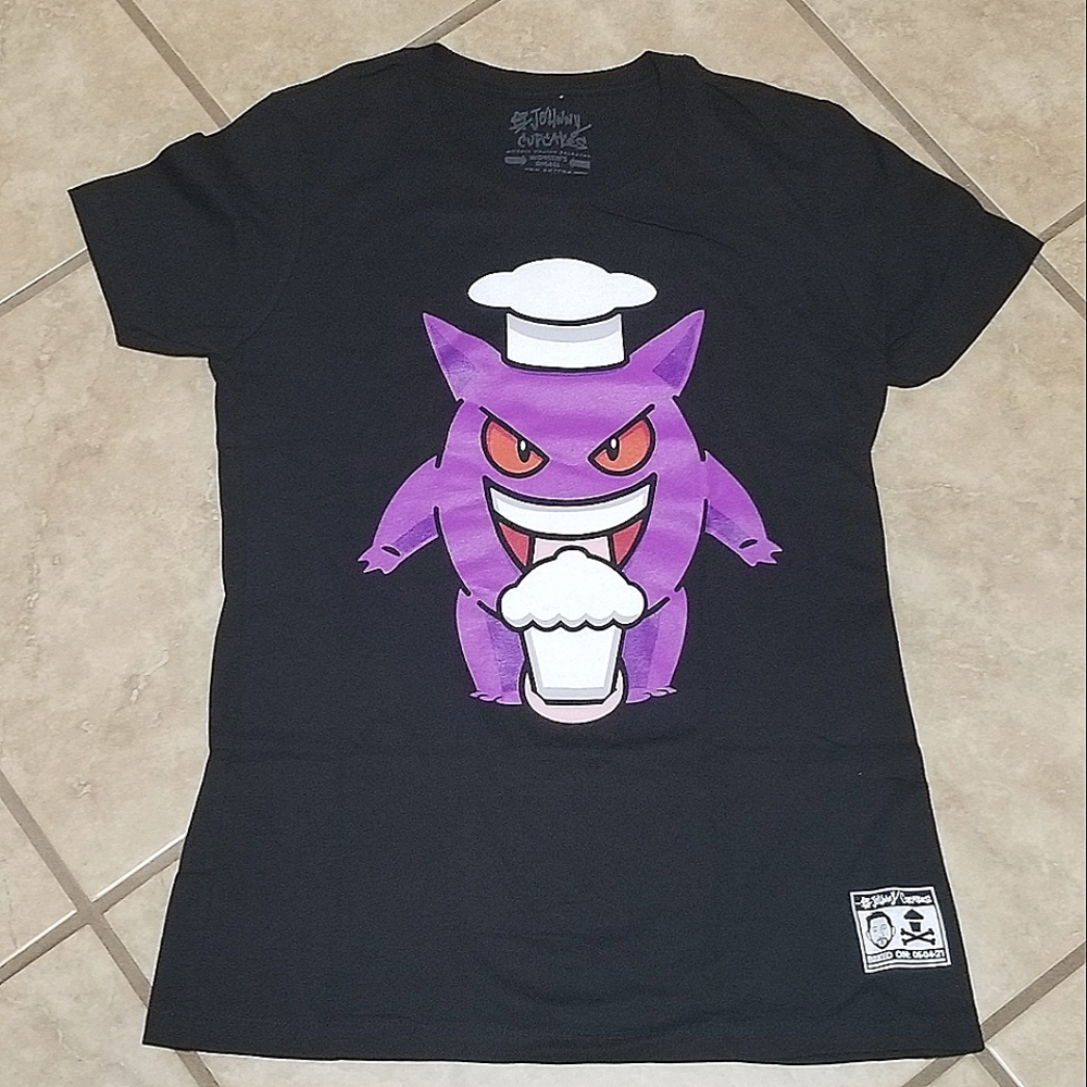 Pokemon Gengar Ghost Baker Johnny Cupcakes Womens Fitted T-Shirt (Small)